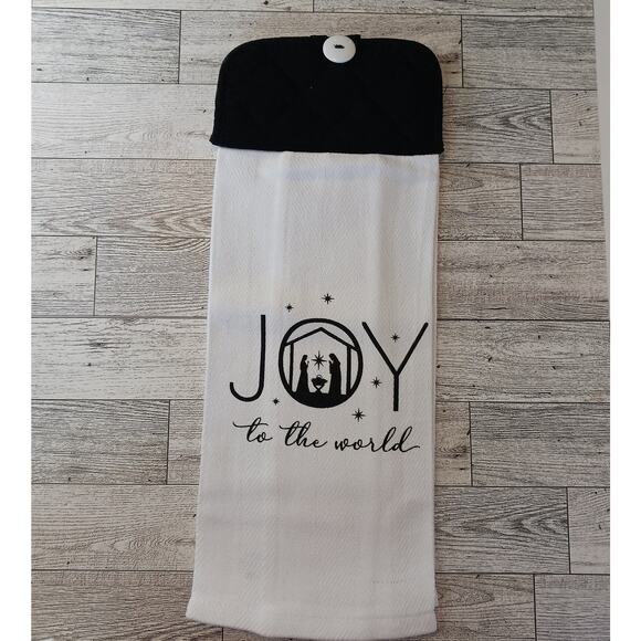 JOY Kitchen Towel Kitchen Linens Home Decor Gifts Handmade Christmas Black White - Picture 3 of 5